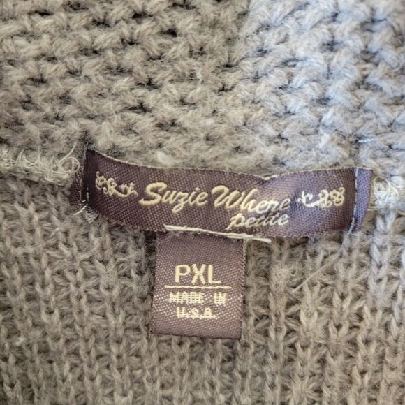 Suzie Where Womens Sz PXL Gray Solid Short Sleeve Knitted Sweater - Picture 6 of 9